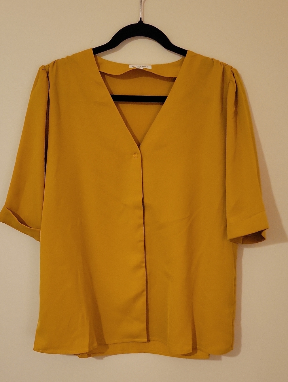 50G Mustard V-Neck Women's Blouse - Classic Relaxed Fit